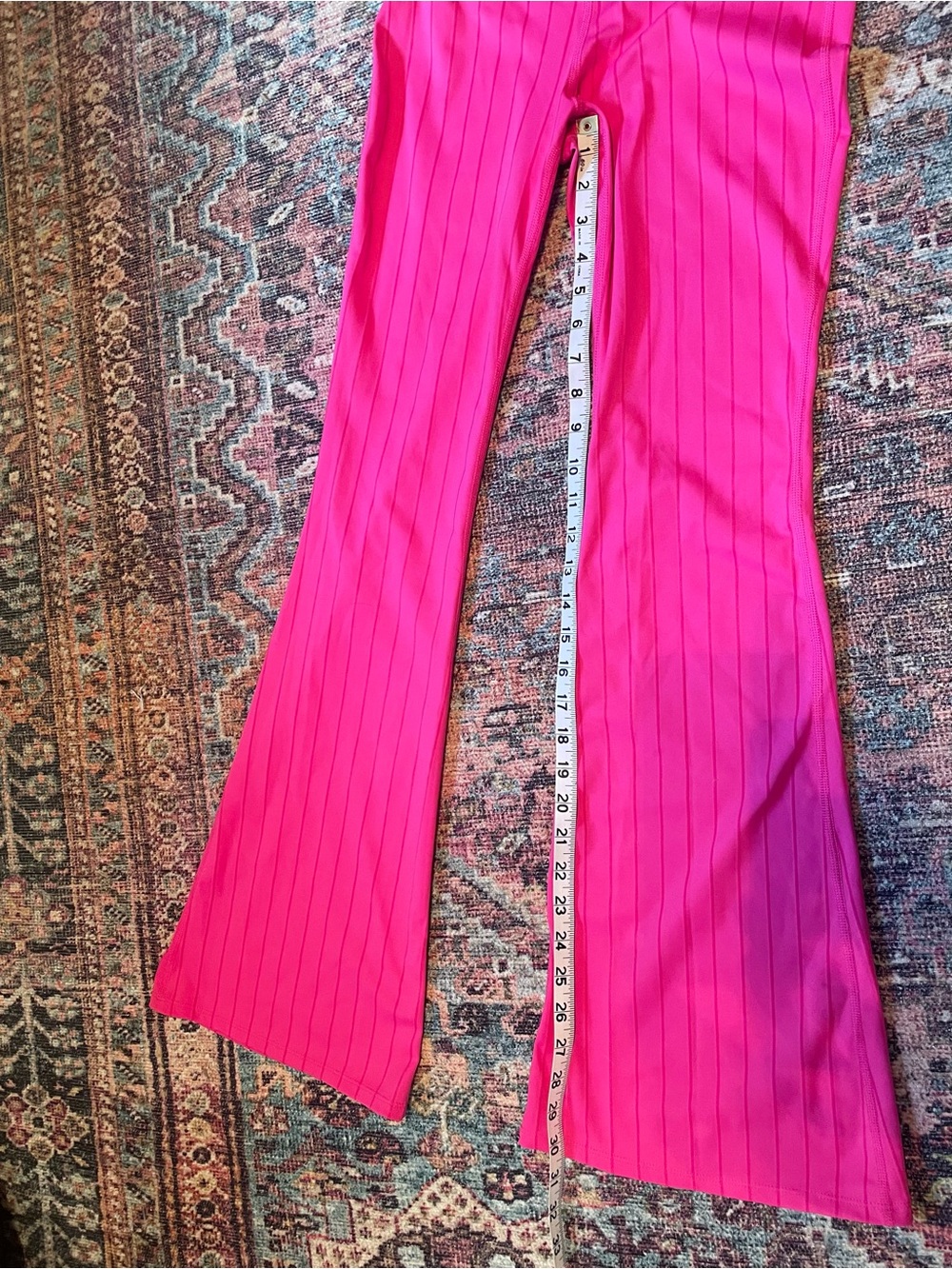 JoyLab Hot Pink Pinstriped Flare Leggings - Picture 7 of 8